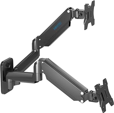 Soporte de pared ergonómico para monitor de 13 a 27 pulgadas con ajuste total.