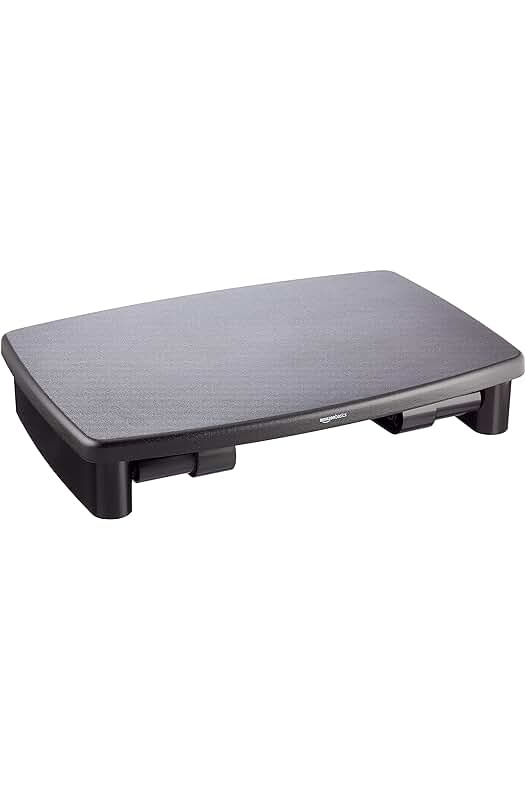 Soporte ergonómico para monitor y portátil con altura ajustable y patas antideslizantes.