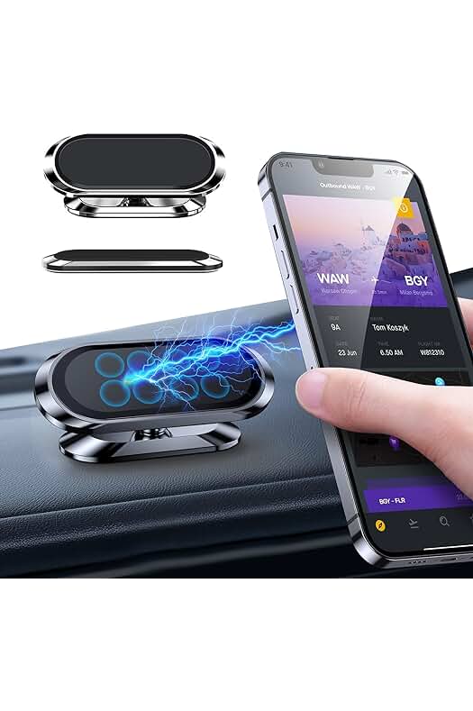 Soporte magnético para teléfono móvil en coche con ajuste y giro de 360 grados.