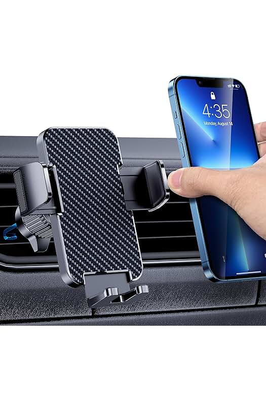 Soporte móvil coche con pinza de aire para teléfonos iPhone y Android (negro)