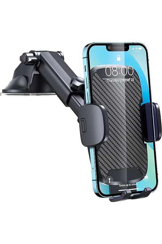 Soporte móvil para coche con ventosa fuerte y brazo ajustable - ¡Mantén tu teléfono seguro mientras conduces!