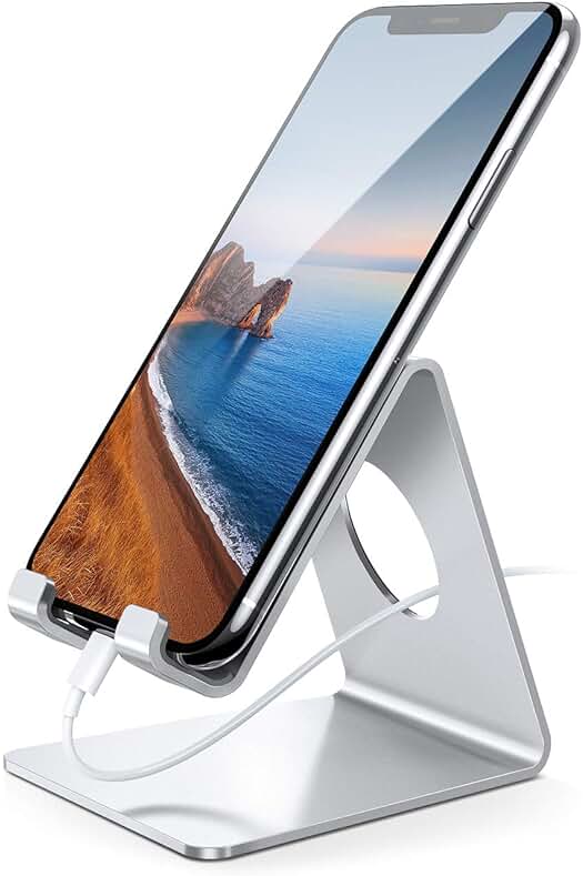 Soporte Móvil Universal - Soporte Teléfono para iPhone, Samsung, Huawei y otros smartphones - Plata