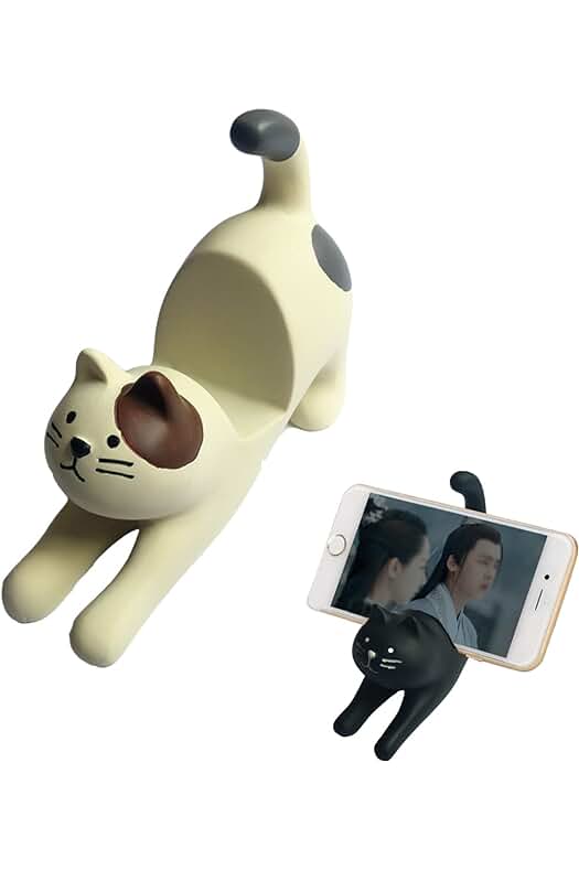Soporte para Teléfono de Escritorio con Diseño de Gato Blanco - Accesorio Moderno y Funcional.