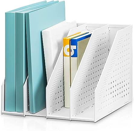 Soporte plegable para archivos: organizador de escritorio con 4 compartimentos para estudiantes y oficina.