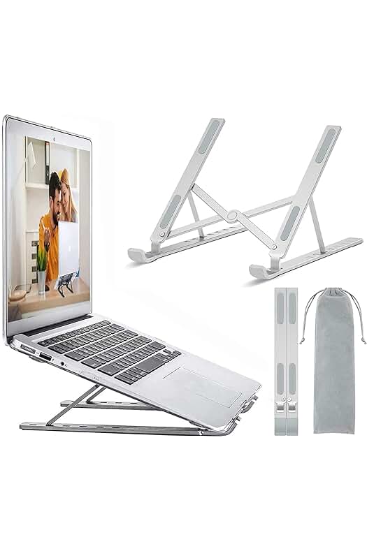 Soporte portátil ajustable: soporte plegable para laptop compatible con MacBook, iPad y más (plata)
