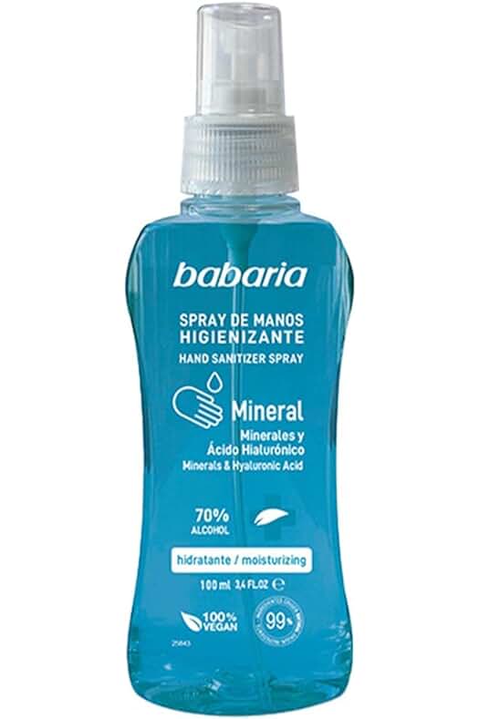 Spray Hidroalcohólico Babaria - Desinfección y Hidratación para tus manos con minerales y ácido hialurónico.