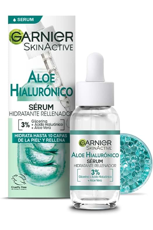 Sérum Hidratante de Aloe y Ácido Hialurónico para una hidratación intensa y efectiva.