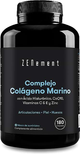 Suplemento de colágeno marino para articulaciones, piel y huesos | Péptidos de alta concentración | 180 cápsulas