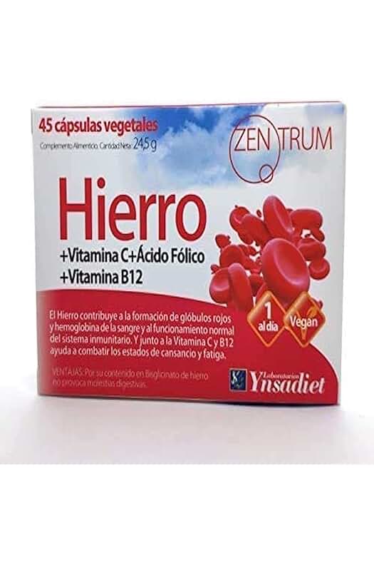 Suplemento de Hierro Vegano con Ácido Fólico y Vitaminas para Energía y Concentración | 45 Cápsulas