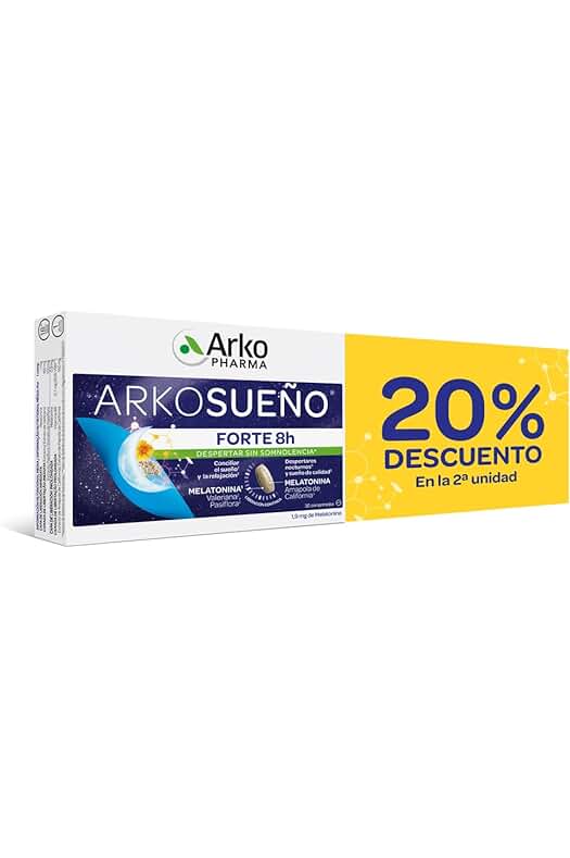 Suplemento de Melatonina para Dormir Rápidamente: Arkopharma Arkosueño Forte 8h de Sueño, 60 Unidades