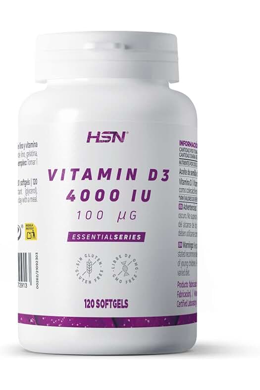 Suplemento de Vitamina D3 4000 UI | 120 Perlas | Fortalece el sistema inmunitario | No-GMO, Sin Gluten