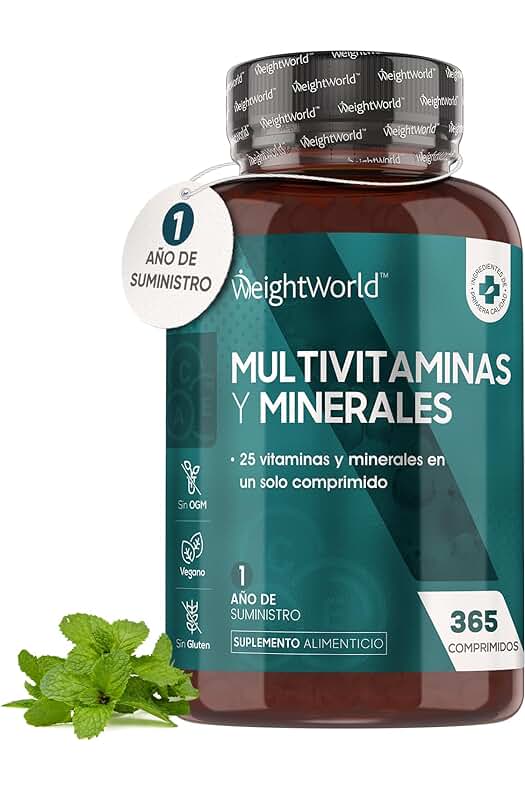 Suplemento Multivitamínico Vegano para Vitalidad - 365 Comprimidos con Sabor a Menta