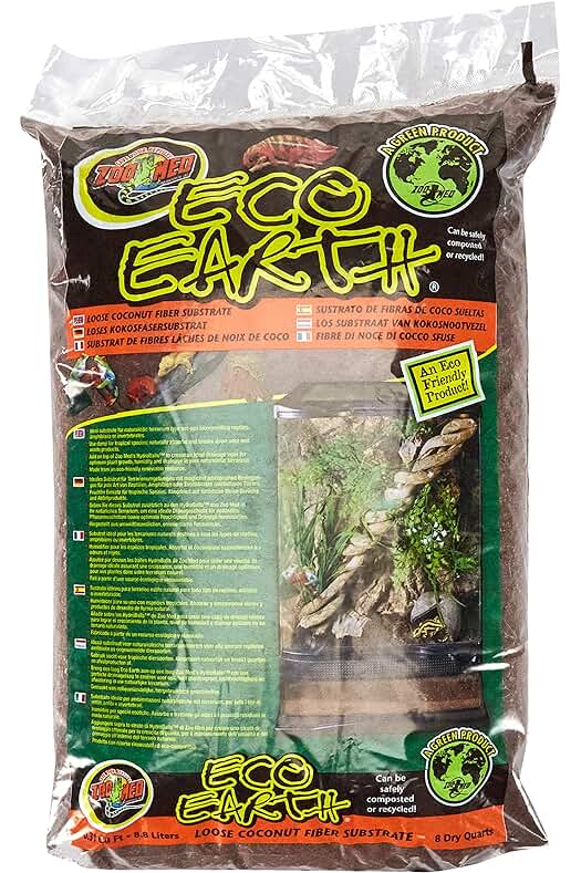 Sustrato de fibra de coco natural para terrarios: ideal para reptiles, anfibios e invertebrados.
