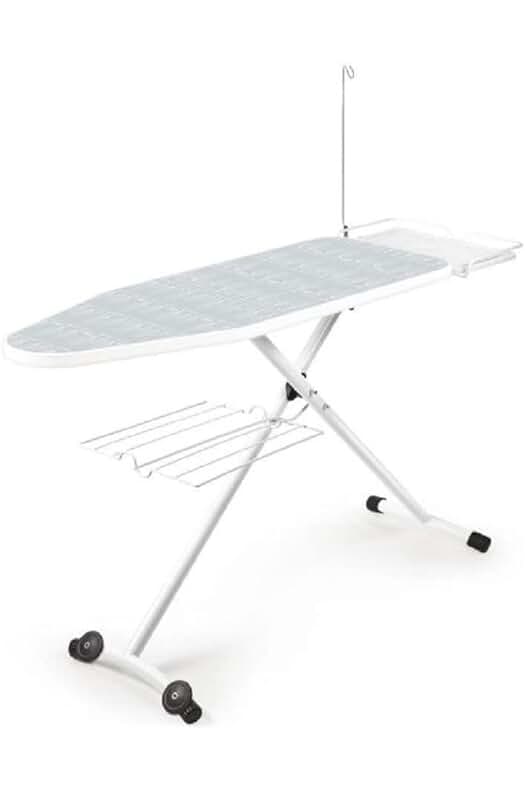 Tabla de planchar profesional Polti Vaporella con bastidor reforzado y apoyos para caldera y ropa blanca