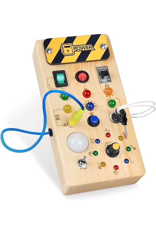 Tablero de Actividades Montessori para bebés: Juguete sensorial de madera con luz LED