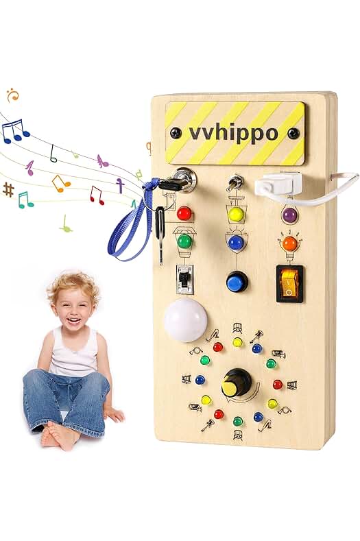 Tablero de Actividades Montessori para Bebés y Niños, con Interruptores y Luces LED