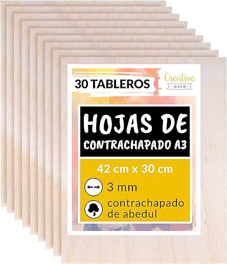 Tablero de madera de abedul para manualidades: resistente, versátil y perfecto para proyectos creativos.