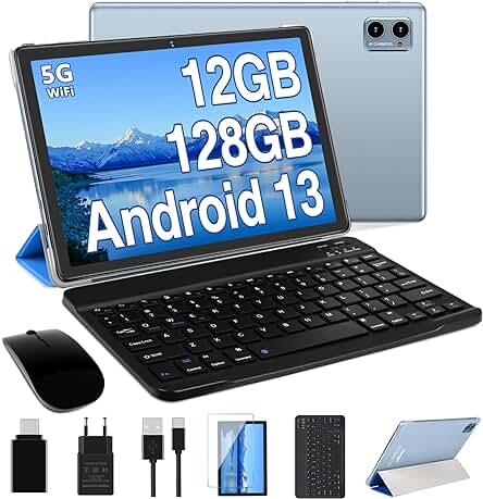 Tablet Android 10 Pulgadas con Teclado y Funda - Oangcc 2023, 12 GB RAM+128 GB ROM