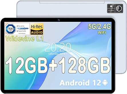 Tablet Android 12: OUZRS Tablet 10.6 Pulgadas con 12GB RAM + 128GB ROM | 1TB Escalable, Octa Cores 2.0 GHz