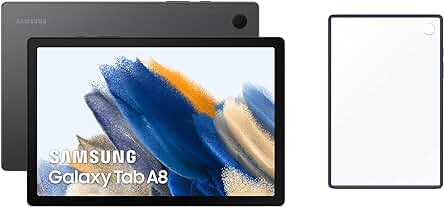 Tablet Samsung Galaxy Tab A8: Amplio almacenamiento de 128GB y funda incluida, ideal para entretenimiento.