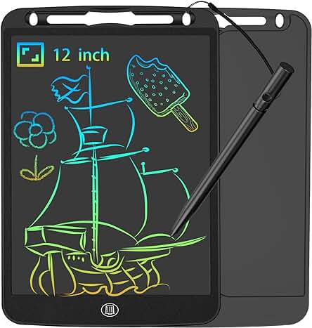 Tableta de escritura LCD de 12 pulgadas para niños y adultos, ideal para dibujar y tomar notas.