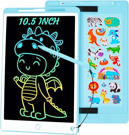 Tableta escritura LCD para niños de 10.5 pulgadas con pantalla a color y botón de eliminación.