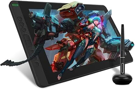 Tableta Gráfica HUION Kamvas 13 con Pantalla Laminada Completa de 120% sRGB, Negro