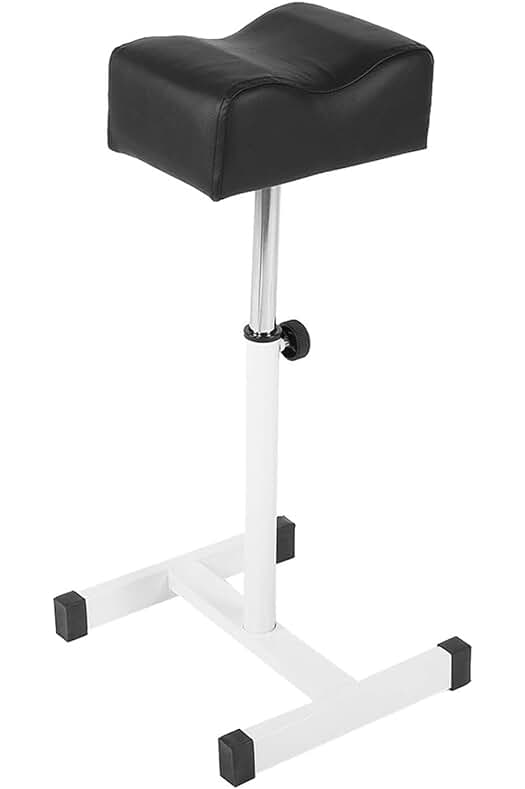 Taburete pedicura ajustable en altura, ideal para salón de belleza y spa, color negro.