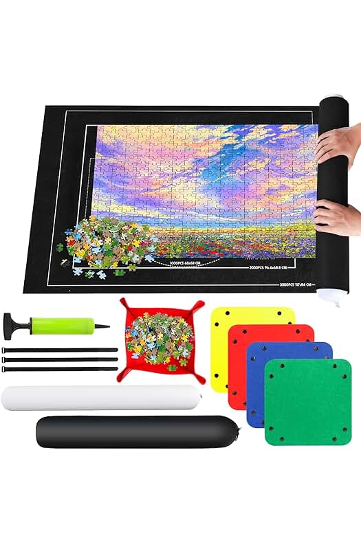 Tapete Puzzle Mat 3000 Piezas, Tapiz Portátil Antideslizante para Enrollar Rompecabezas (Negro)