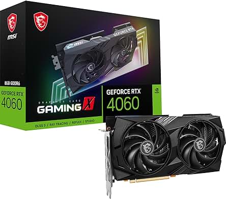 Tarjeta gráfica MSI GeForce RTX 4060 Gaming X 8G - Rendimiento potente para juegos de última generación.