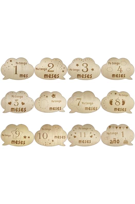 Tarjetas de Madera para Bebés - Regalo Original para Celebrar los Hitos Mensuales del Bebé.