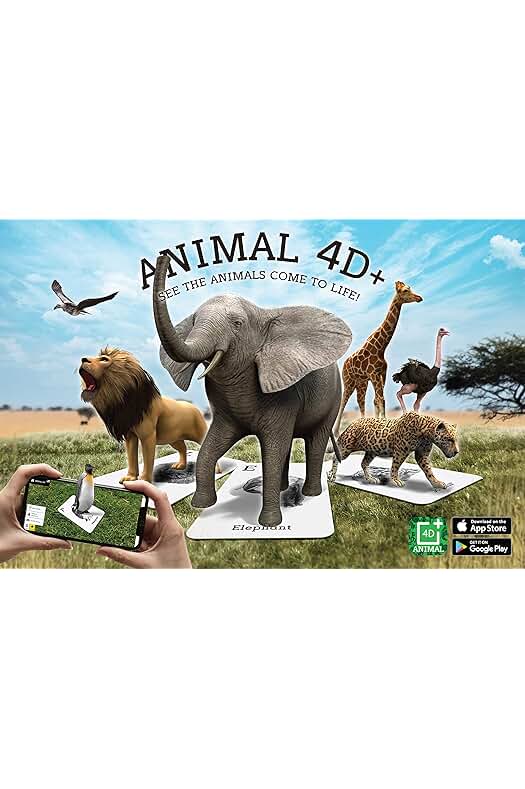 Tarjetas interactivas de realidad aumentada para aprender el alfabeto y la vida silvestre.