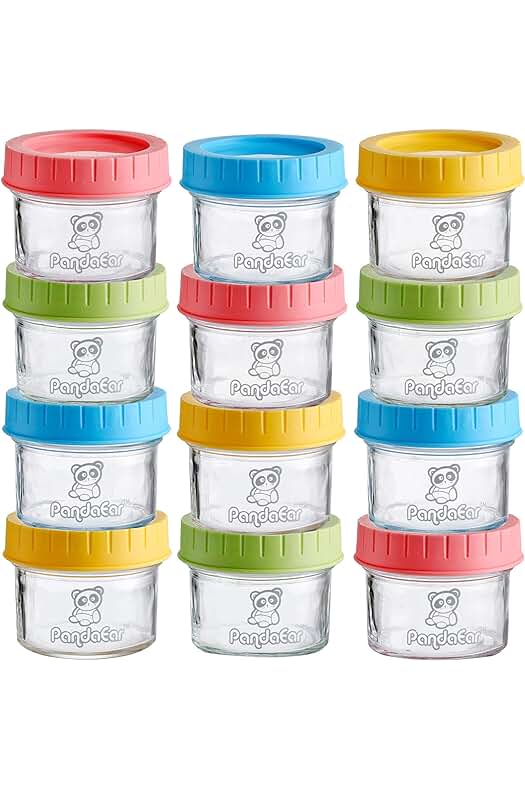 Tarros de vidrio reutilizables de 4 oz para almacenamiento de alimentos para bebés | Paquete de 12 unidades
