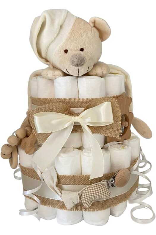 Tarta de Pañales DODOT | Regalo Original para Recién Nacido | Modelo Beige Bear – MyLittleBabies.