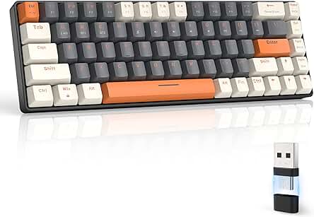 Teclado Gaming Inalámbrico: MAGIC-REFINER RK68, Modo Dual 2.4Ghz/Bluetooth 5.0, Interruptor Rojo Hot Swap.