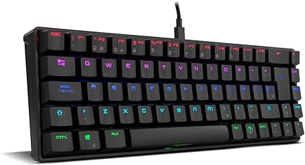 Teclado Gaming OZTACTICALSP Mini, Mecánico Bluetooth, Switches Outemu Red, Iluminación LED RGB