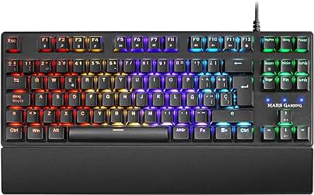 Teclado Mecánico Mars Gaming MKXTKLRES con RGB y Switch OUTEMU SQ Rojo en Español.