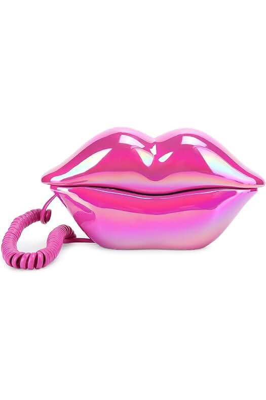 Teléfono de labios rojo con cable: una divertida y original forma de comunicarte.