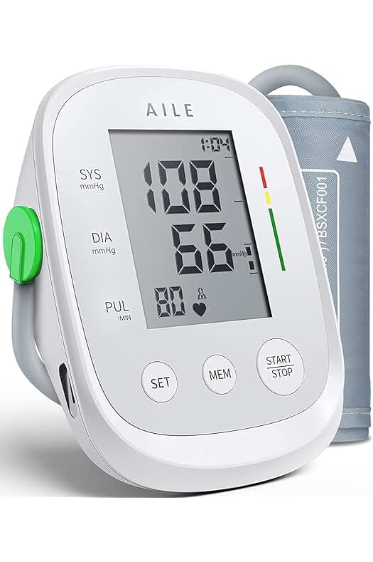 Tensiómetro de Brazo Digital AILE: Monitor de Presión Arterial con Brazalete Ajustable (Blanco-1)