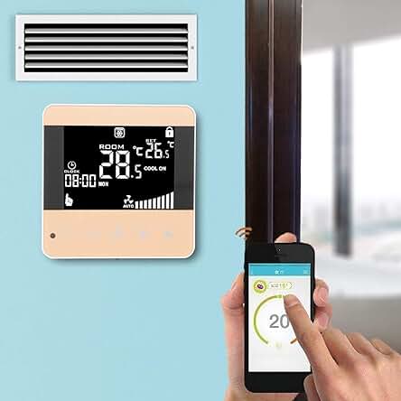 Termostato inteligente WiFi para controlar la temperatura del aire acondicionado central. (Color: rosa)