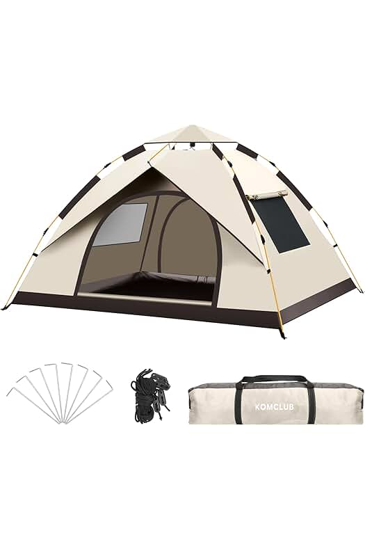 Tienda de campaña automática ultraligera para 3-4 personas, resistente al viento y protección UV.