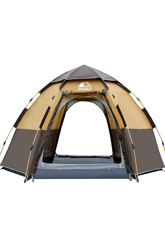 Tienda de Campaña Familiar HEWOLF: Espaciosa, Impermeable y Fácil de Montar para 3-4 Personas.