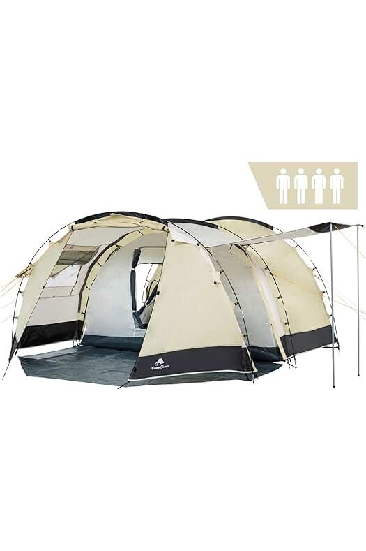 Tienda de campaña familiar impermeable y ultraligera para 4 personas con toldo y piso.