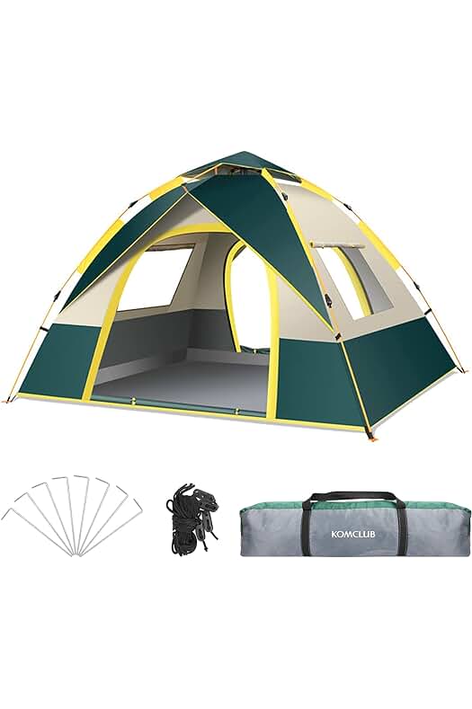 Tienda de campaña para 3-4 personas fácil de montar y resistente, ideal para actividades al aire libre.