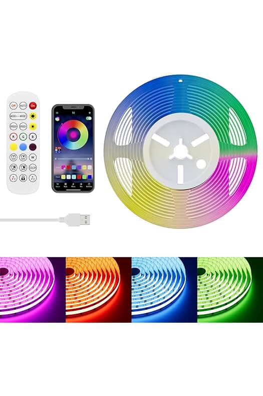 Tira de LED COB RGB USB de 5V con controlador inteligente Bluetooth - PAUTIX