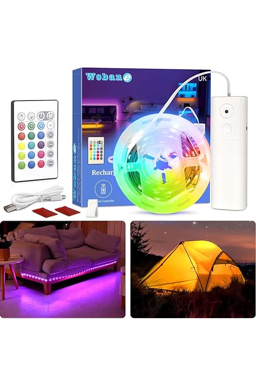Tira de Luces LED RGB Recargables con Control Remoto - Iluminación Versátil para Hogar y Fiesta.