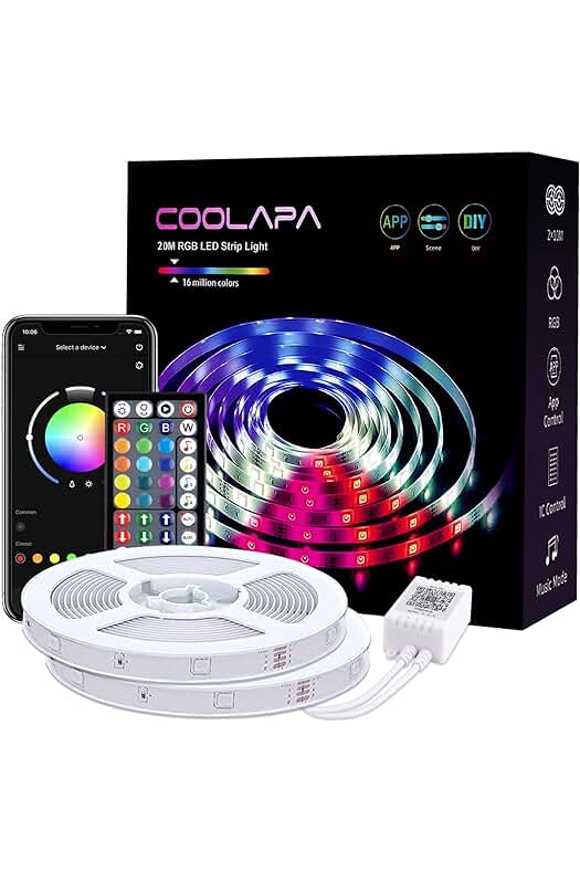 Tira LED RGB de 20M con sincronización de música y control remoto de 40 teclas.