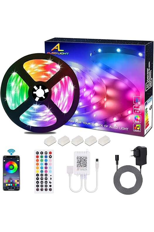 Tiras LED RGB 5050 de 5m con Control Remoto y Fuente de Alimentación