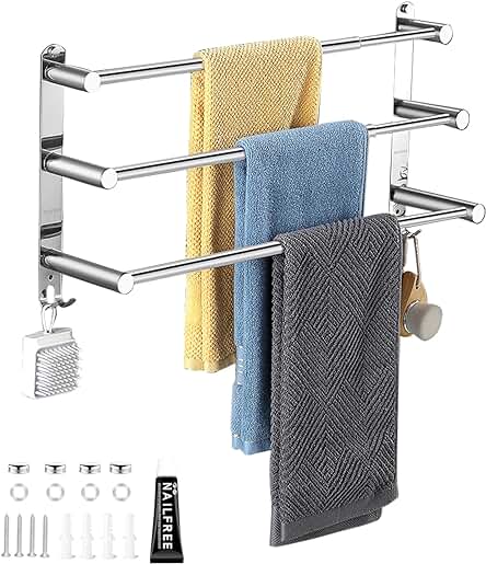 Toallero de Pared para Baño en Acero Inoxidable - Práctico y Funcional Toallero Retráctil Montado en la Pared