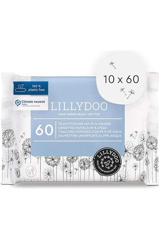 Toallitas húmedas para bebés LILLYDOO, suaves, biodegradables y sin perfumes (600 toallitas)